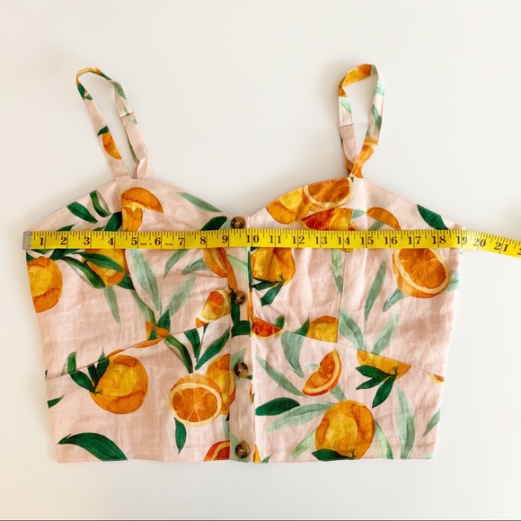 NWT Parker Linen Orange Print Crop Top - Picture 10 of 15